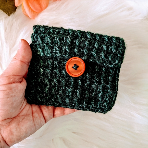 Coin Purse - Sea Green With Orange Button - Picture 3 of 4